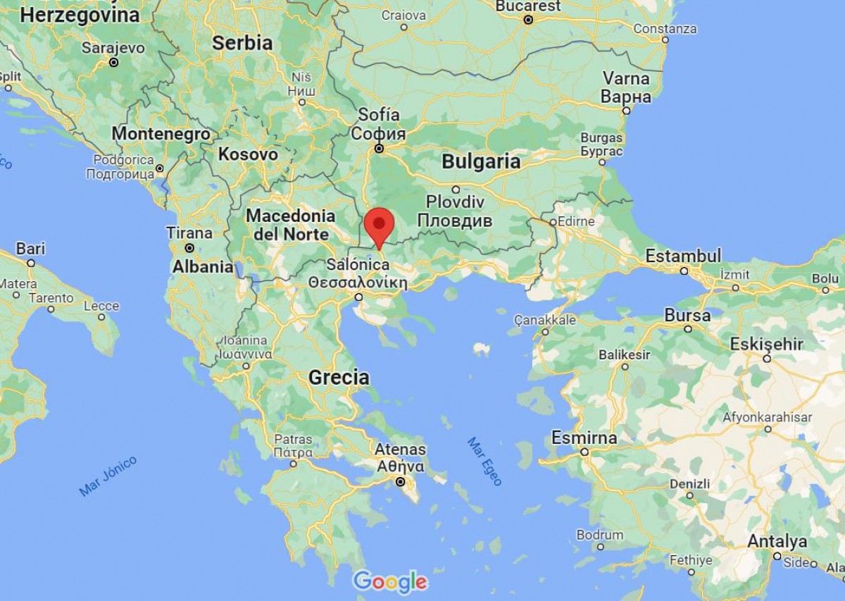 Localización del cadáver de jabalí positivo a PPA en Grecia. (Fuente: ADIS)