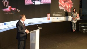 El ministro Luis Planas durante la presentación de la campaña “Jamones de España, embajadores de Europa en el mundo”.