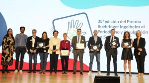 Foto de familia de los galardonados en la 35.ª edición del Premio Boehringer Ingelheim al Periodismo y Divulgación en Salud.